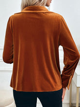 Perfee Ruched Long Sleeve Blouse OutfitFlow